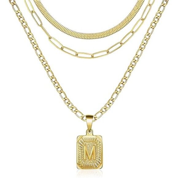 Memgift Gold Layered Necklace Set 3 PCS for Women Girls Dainty Trendy Paperclip - Picture 7 of 7